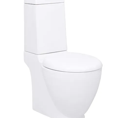 Happyshopping - Vaso WC in Ceramica Base con Scarico Dietro Bianco