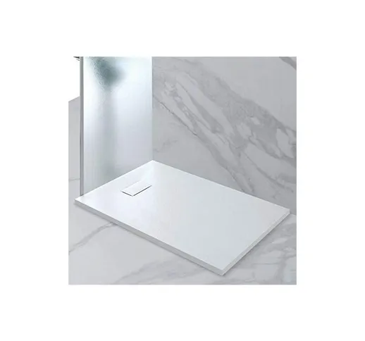 Bianco - 70 x 140 cm - Piatto Doccia Effetto Pietra In Resina