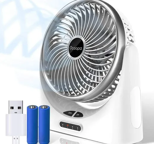 Bearsu - Ventilatore da tavolo silenzioso - USB con batteria ricaricabile da 4000 mAh - Lu...