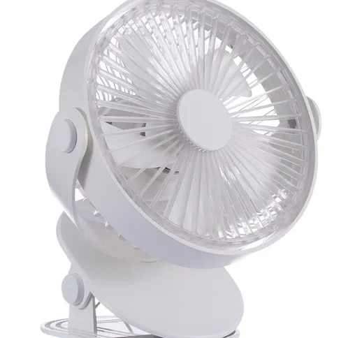 Ventilatore a clip regolabile a 360 ° con luce notturna a LED Ventilatore da scrivania per...