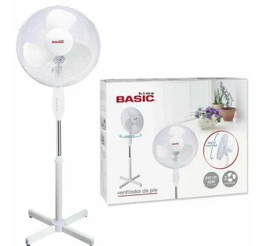 Ventilatore a Piantana 40W 3 velocità Bianco (Ø 40 cm) - Basic Home