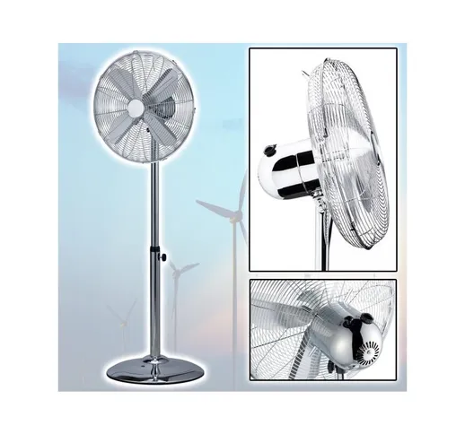 Ventilatore A Piantana Cromato 4 Pale 40Cm Oscillante 3 Velocita' H 115 Cm 60 W