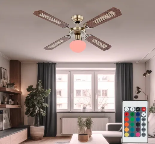Ventilatore da soffitto con interruttore a strappo, cambia colore, ventola dimmerabile in...