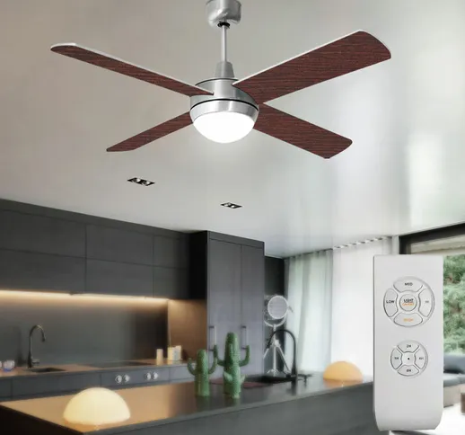 Etc-shop - Ventilatore da soffitto con luce incluso telecomando 3 passi avanti e indietro...