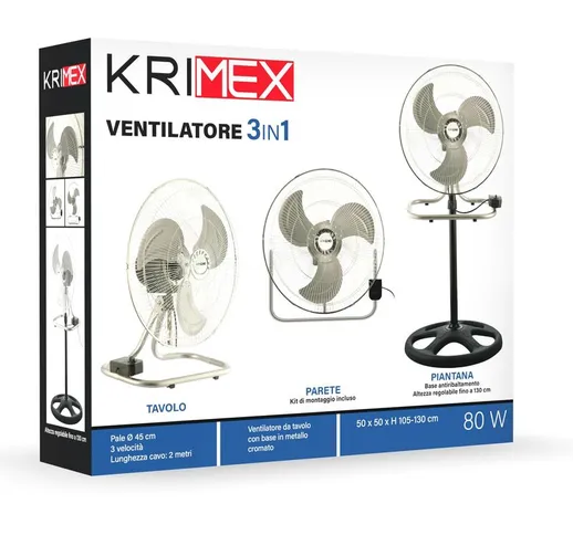 Krimex - ventilatore piantana 3IN1 80W