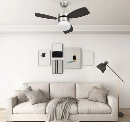 Ventilatore Soffitto con Luce e Telecomando 76 cm Marrone Scuro