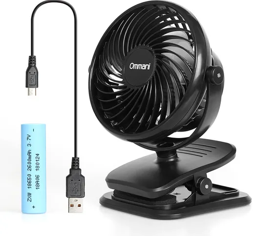Betterlifeit - Ventola mini clipper, ventilatore da tavolo USB con batteria ricaricabile,...