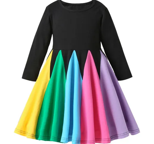 Vestito da principessa arcobaleno per ragazze OP Black,modello: 2-3 anniNero