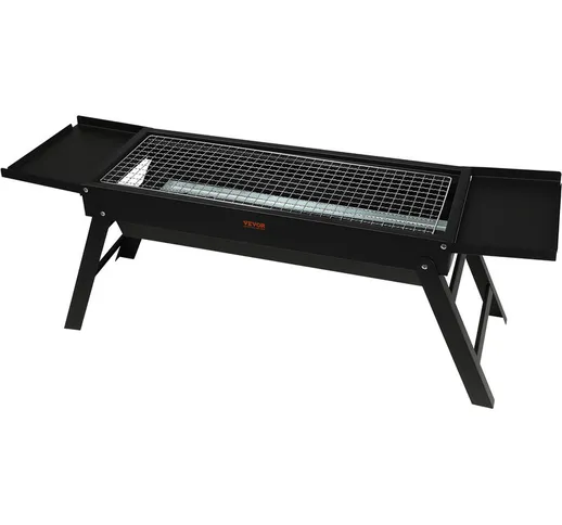 Griglia Barbecue Pieghevole Portatile a Carbone da Esterno Area di Cottura 57 x 22 cm, Bar...