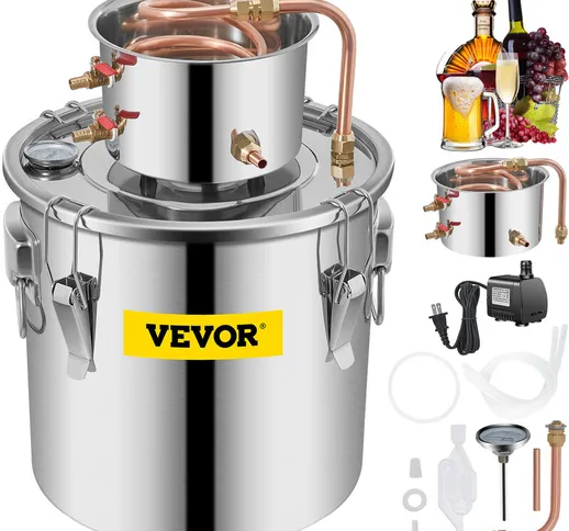 Kit di Distillatore Alambicco in Acciaio Inox Rame Puro Materiale per Uso Alimentare Capie...