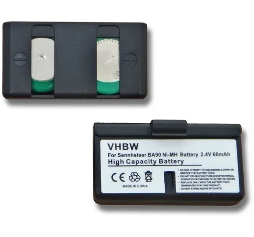 vhbw 2x batteria sostituisce Sennheiser BA90, BA-90, E180, E60, E-60, E90, E-90 per aurico...