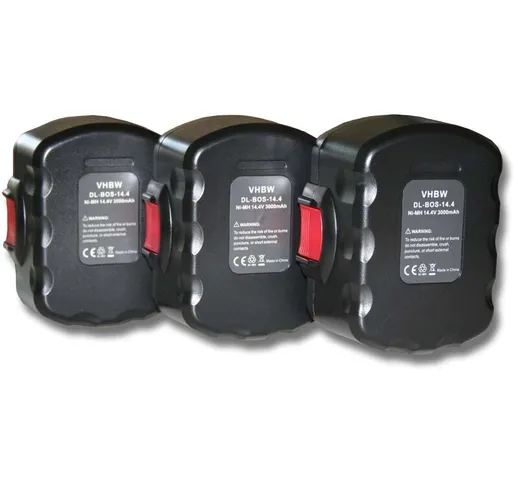 3x Batteria compatibile con Bosch PKS 14.4V, PSB 14, PSB 14.4V, PSR 14.4, PSR 14.4-2, PSR...