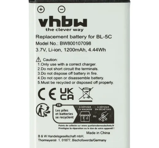vhbw batteria compatibile con Garmin GLO 2 ricevitore GPS bluetooth (1200mAh, 3,7V, Li-Ion...