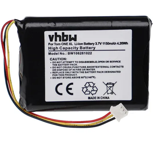vhbw batteria compatibile con TomTom One V2/V3, XL navigatore GPS (1100mAh, 3,7V, Li-Ion)