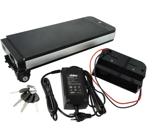 batteria per portapacchi (11Ah, 36V, Li-Ion) incl. caricatore + attacco USB compatibile co...