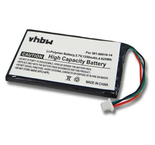 vhbw batteria sostituisce Garmin 361-00019-14 per navigatore GPS (1250mAh, 3,7V, Li-Poly)