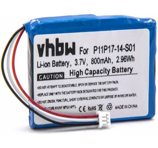 vhbw batteria sostituisce TomTom P11P17-14-S01 per navigatore GPS (800mAh, 3,7V, Li-Ion)