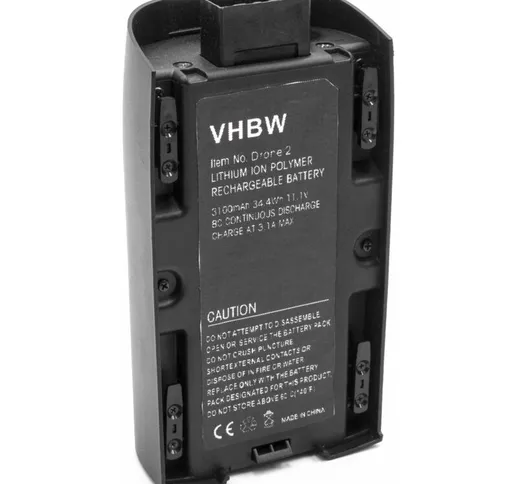 vhbw batteria compatibile con Parrot Bebop 2 drone quadricottero multicottero (3100mAh, 11...