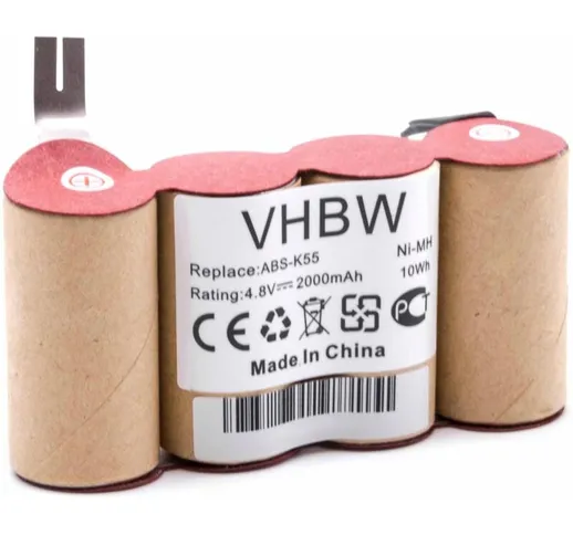 vhbw NiMH batteria 2000mAh (4.8V) per scopa elettrica home cleaner come Kärcher BF9900