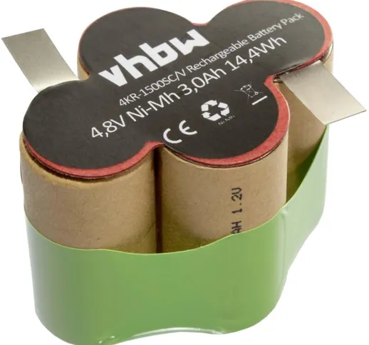 vhbw NiMH Batteria 3000mAh (4.8V) per aspirapolvere, scopa elettrica Kärcher Broom K55 com...