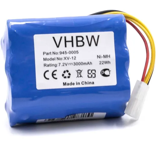 vhbw NiMH batteria 3000mAh (7.2V) per robot aspirapolvere home cleaner Neato Signature Pro...
