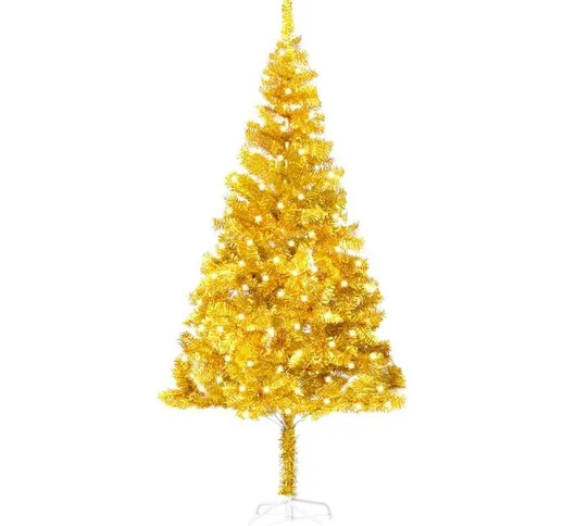 Albero di Natale Artificiale con led e Supporto Oro 240 cm pet