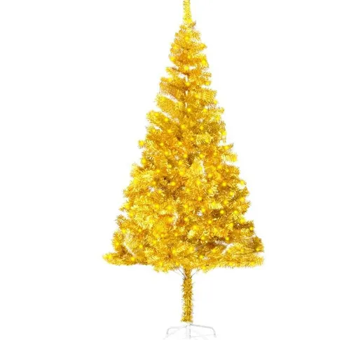 Albero di Natale Artificiale con led e Supporto Oro 180 cm pet