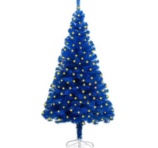 Albero di Natale Artificiale con led e Supporto Blu 180 cm pvc