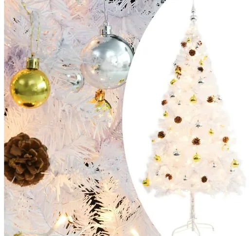 Albero di Natale Artificiale con Palline e led 180 cm Bianco