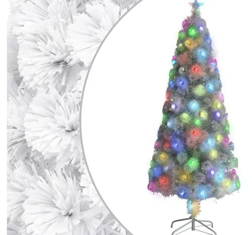 Albero Natale Artificiale led Bianco 210 cm Fibra Ottica