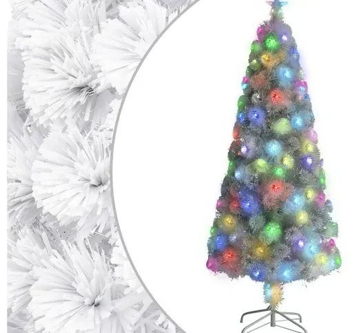 Albero Natale Artificiale led Bianco 180 cm Fibra Ottica