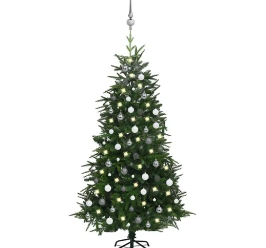 Albero Natale Artificiale led e Palline Verde 180 cm pvc e pe