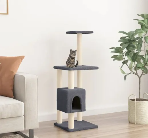 Albero per Gatti con Tiragraffi in Sisal Grigio Scuro 104 cm