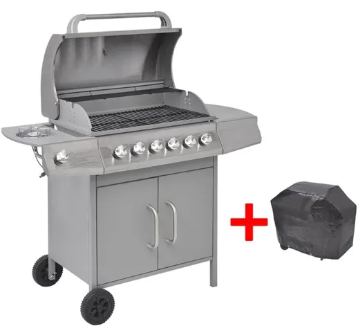 Griglia Barbecue a Gas 6+1 Fornelli Argento