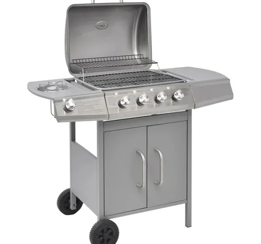 Griglia Barbecue a Gas 4+1 Fornelli Argento