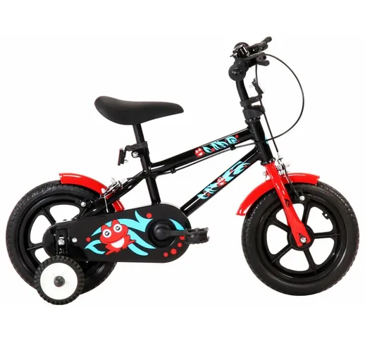 Bici per Bambini 12 Pollici Nera e Rossa - Nero - Vidaxl