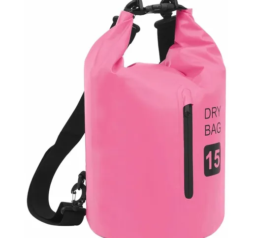 vidaXL Borsa Impermeabile con Cerniera Rosa 15 L in PVC