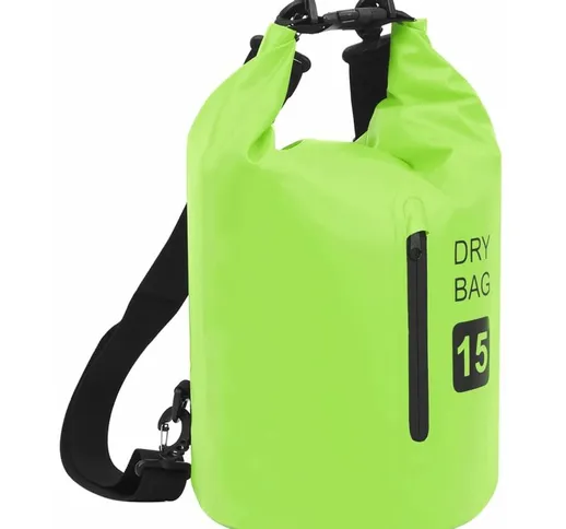 vidaXL Borsa Impermeabile con Cerniera Verde 15 L in PVC