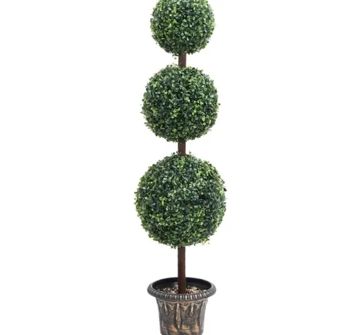 Pianta di Bosso Artificiale a Sfera con Vaso Verde 118 cm