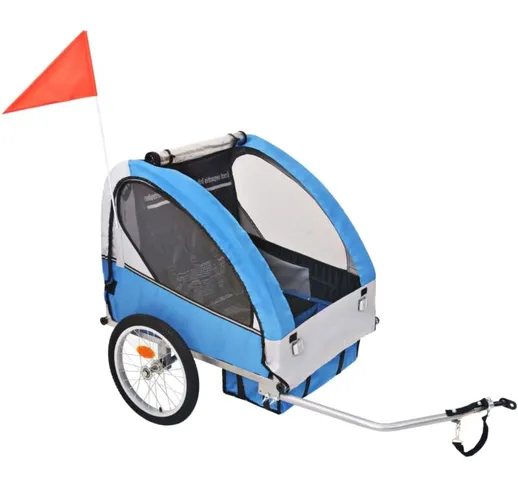 vidaXL Rimorchio da Bici per Bambini Grigio e Nero 30 kg - Blu