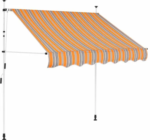 vidaXL Tenda da Sole Retrattile Manuale 150 cm a Strisce Blu e Gialle - Giallo