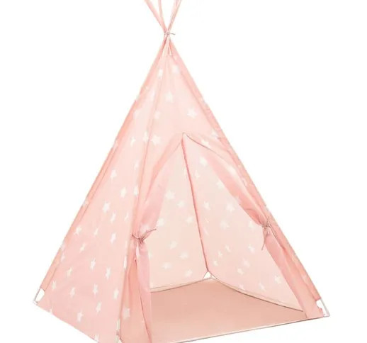 Tenda Tipi Bambini con Borsa Rosa in Poliestere 115x115x160cm - Rosa - Vidaxl