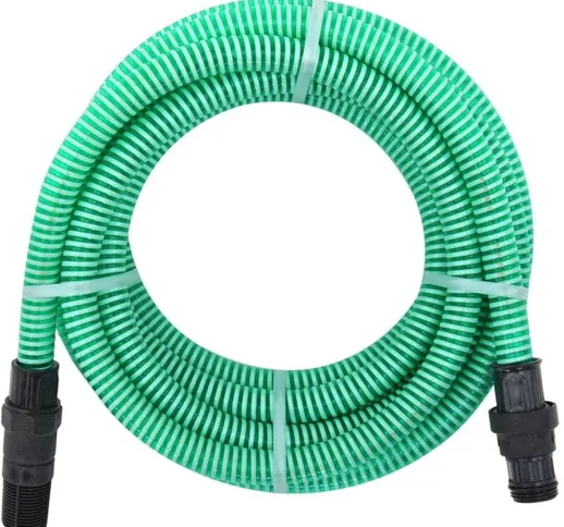 vidaXL Tubo di Aspirazione con Connettori in PVC 4 m 22 mm Verde - Verde