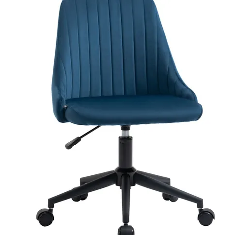 Sedia da Ufficio ergonomica girevole con altezza regolabile in velluto - Blu - Vinsetto