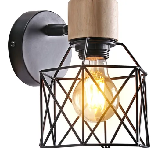 Wottes - Vintage Lampada Parete Industrial Rustico Ferro Battuto Applique da Parete Cucina...