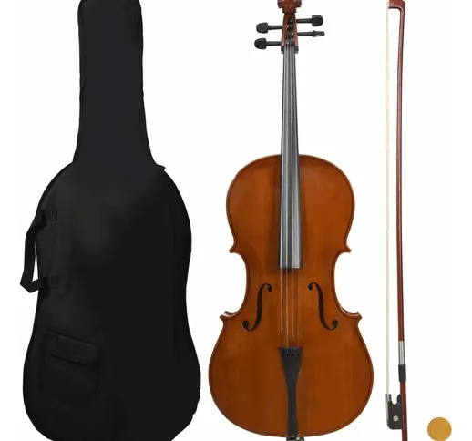 Violoncello con Borsa e Arco in Pelo Naturale Legno Scuro 4/4 - Marrone - Vidaxl