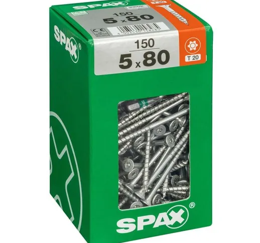 Set di 150 viti Spax torx in acciaio a testa svasata, Diam.5 mm x L.80 mm Spax