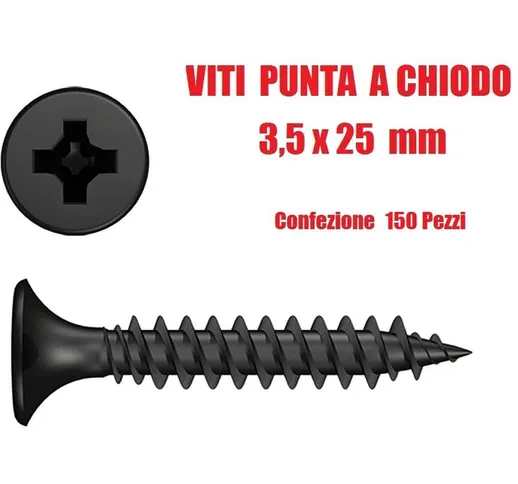 Viti Punta a Chiodo - Accessori per Cartongesso - (� 3,5 x 25mm) - conf. 150 pz