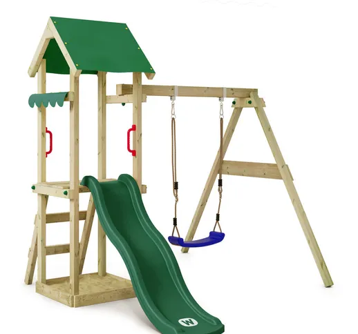 Parco giochi in legno TinyWave Giochi da giardino con altalena e scivolo Torre d'arrampica...