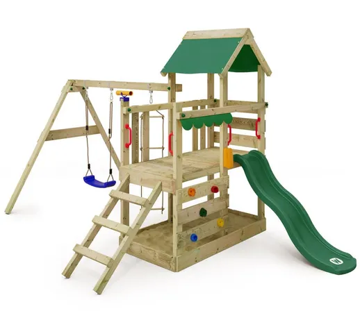Wickey Parco giochi in legno TurboFlyer Giochi da giardino con altalena e scivolo Torre d'...